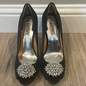 Badgley Mischka Pettal Black Satin Platform Pump